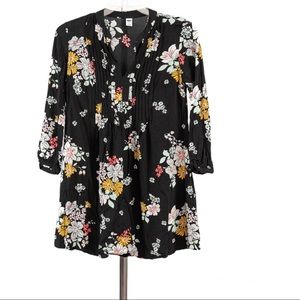 Old Navy floral black long sleeve dress size S